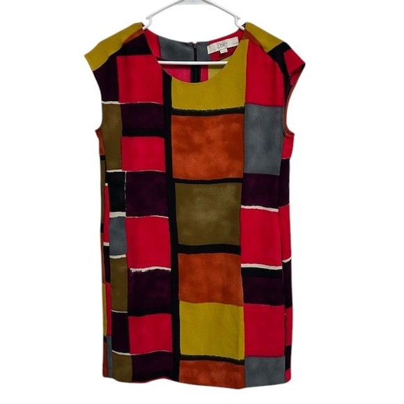 LOFT Color Block Dress Sleeveless Shift Casual Career Party Size 2P‎ - Picture 3 of 13